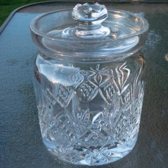 Waterford Crystal Kelley Biscuit Barrel Jar & Lid Set height 7” - Picture 2 of 6